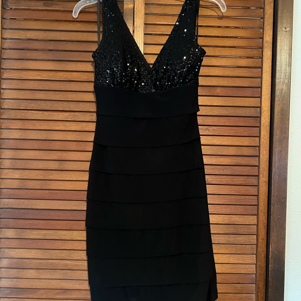 Black sequin top cocktail dress